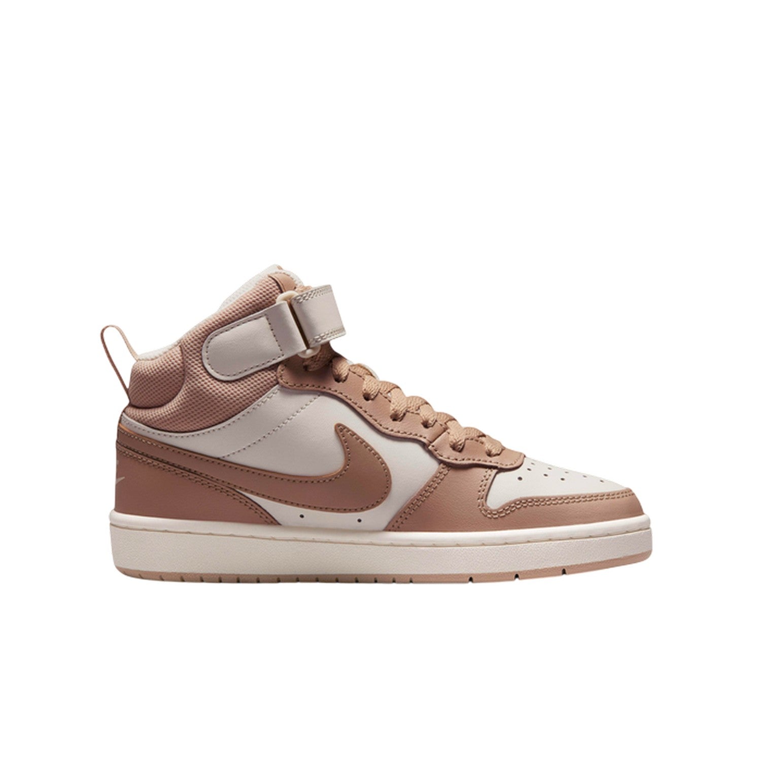 Ivory - Front - Nike Childrens-Kids Court Borough Leather High Tops