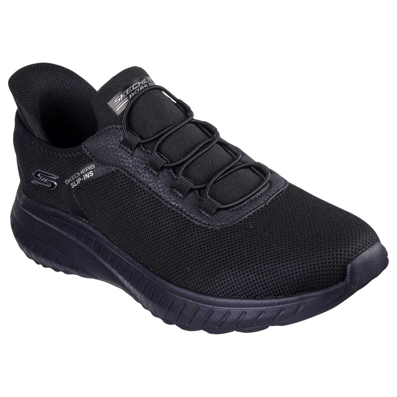 Black - Front - Skechers Mens BOBS Sport Squad Chaos Slip-In Trainers