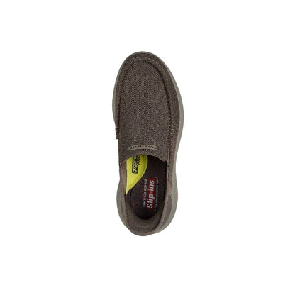 Taupe - Side - Skechers Mens Parson Ralven Slip-In Relaxed Fit Trainers