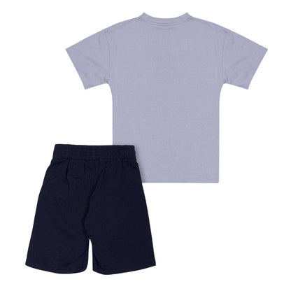 Navy - Back - Boss Boys Logo T-Shirt & Shorts Set