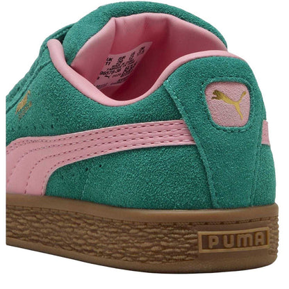Green-Pink - Back - Puma Childrens-Kids XL Leather Low Cut Trainers