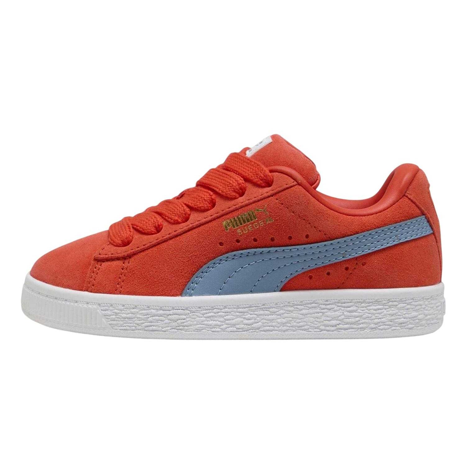 Red-Blue - Side - Puma Childrens-Kids XL Leather Low Cut Trainers