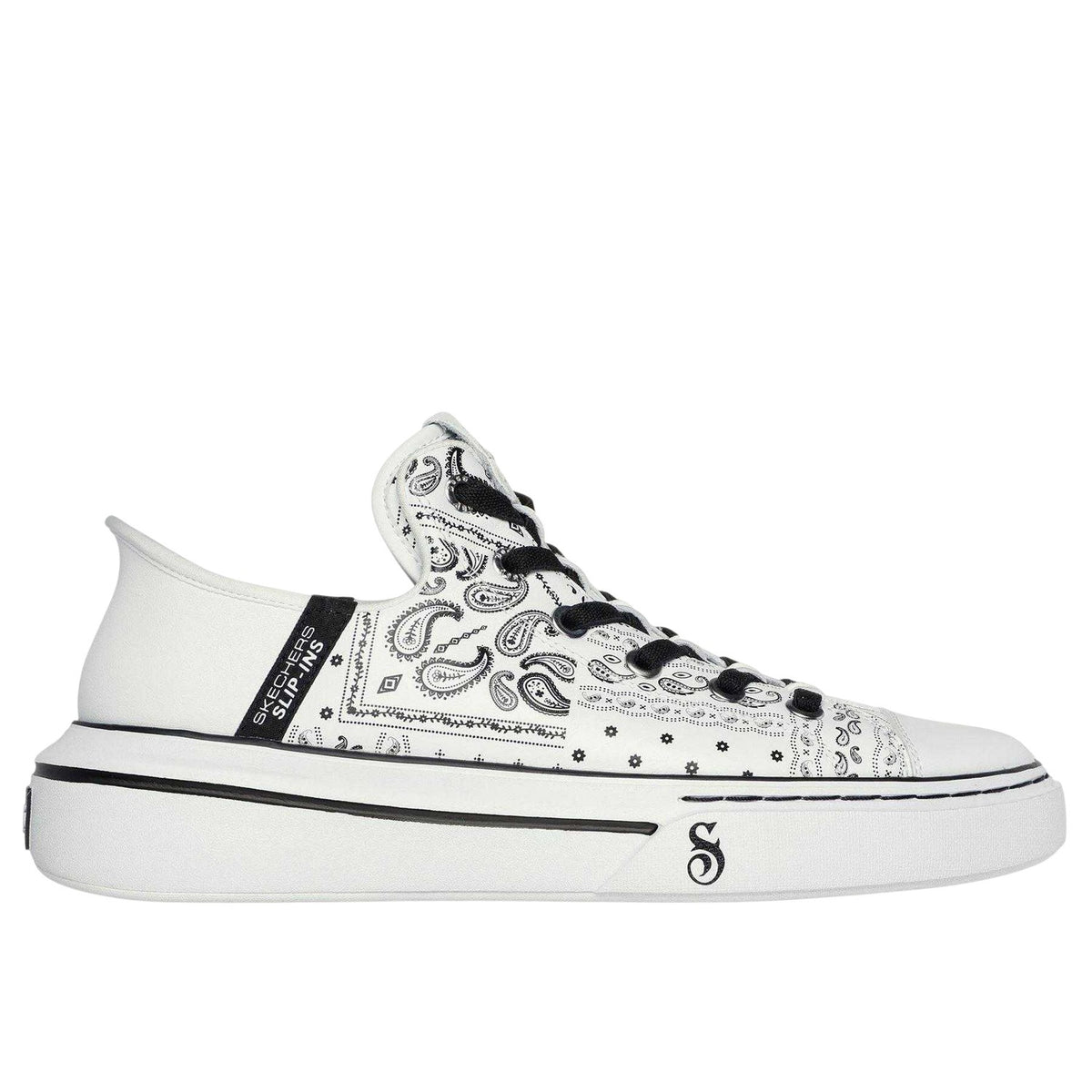 White-Black - Back - Skechers Mens Snoop Dogg Bandana Print Trainers