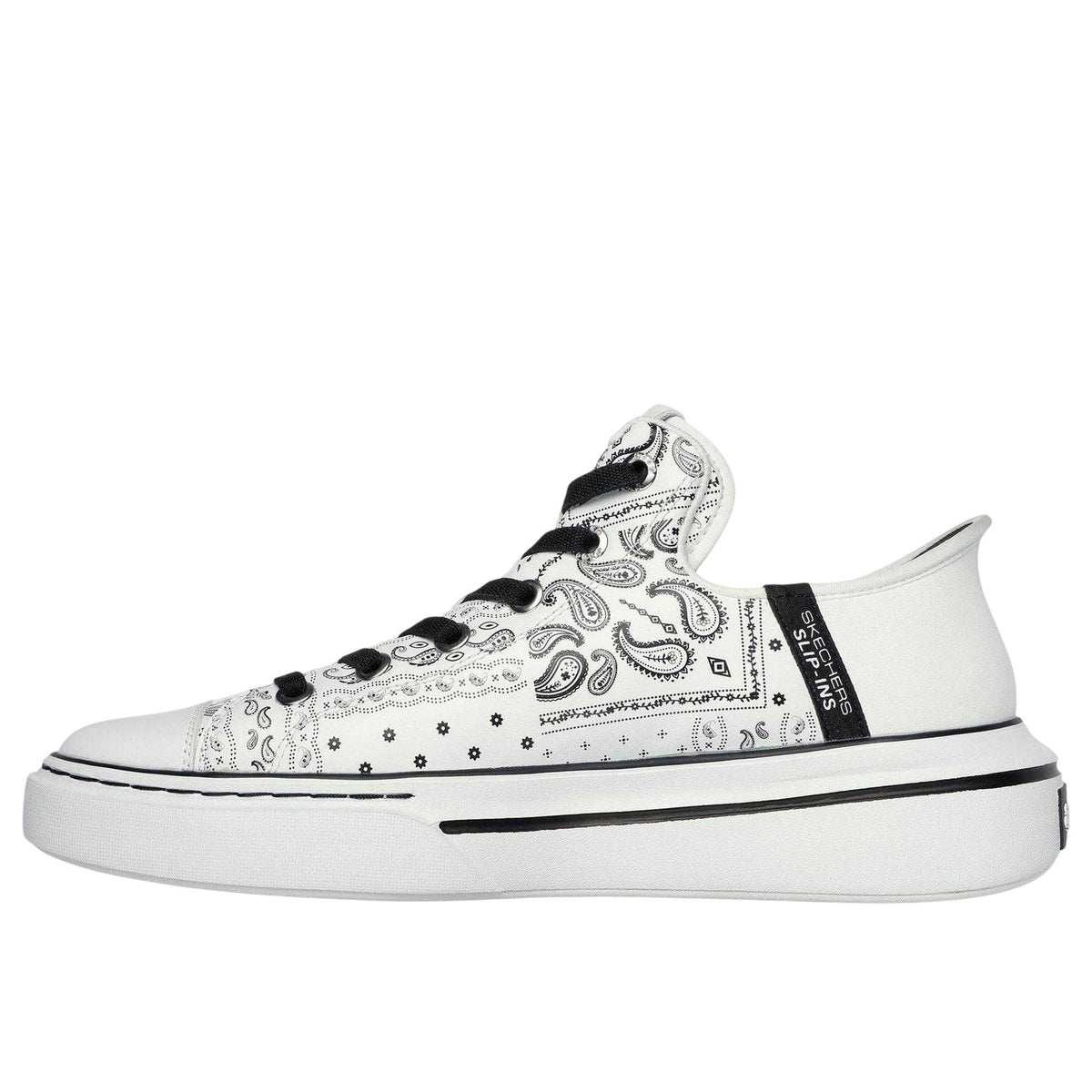 White-Black - Side - Skechers Mens Snoop Dogg Bandana Print Trainers