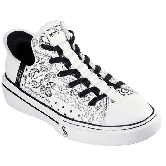 White-Black - Front - Skechers Mens Snoop Dogg Bandana Print Trainers
