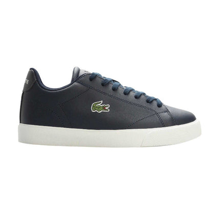 Navy-White - Front - Lacoste Mens Lerond Set Croc Leather Flat Trainers