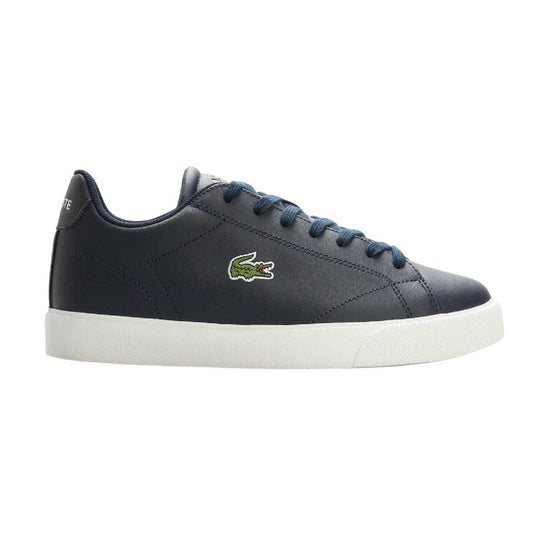 Navy-White - Front - Lacoste Mens Lerond Set Croc Leather Flat Trainers