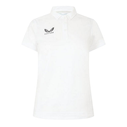 Brilliant White - Front - Castore Womens-Ladies Logo Travel Polo Shirt