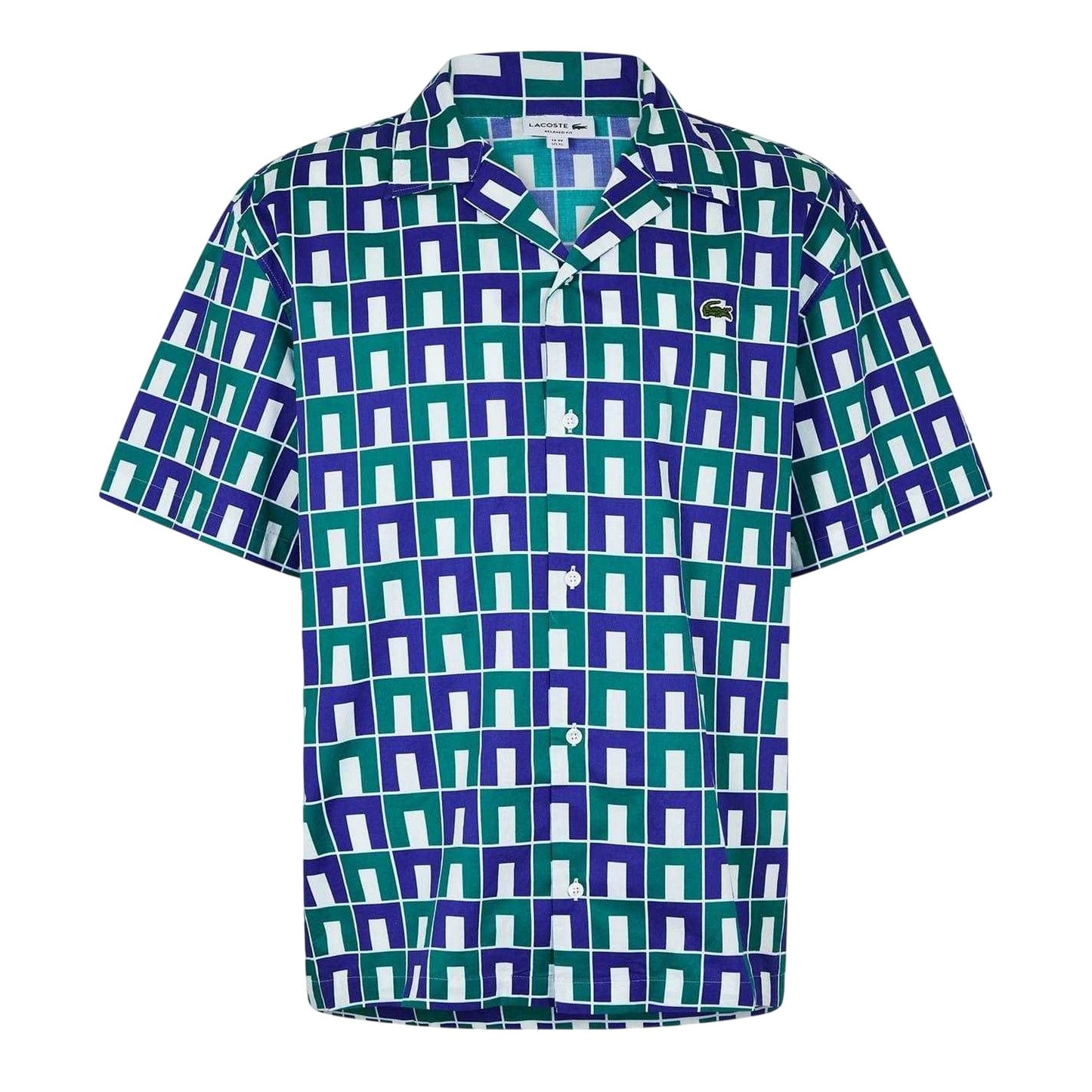 Green - Front - Lacoste Mens Monogram Short-Sleeved Shirt