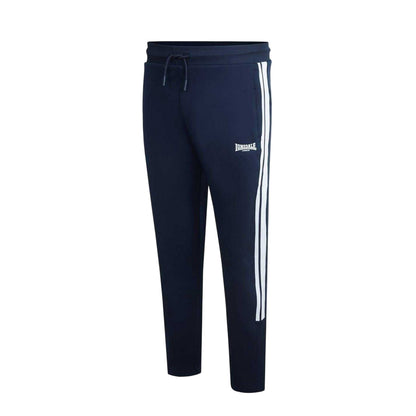 Navy - Side - Lonsdale Mens Striped Tapered Jogging Bottoms