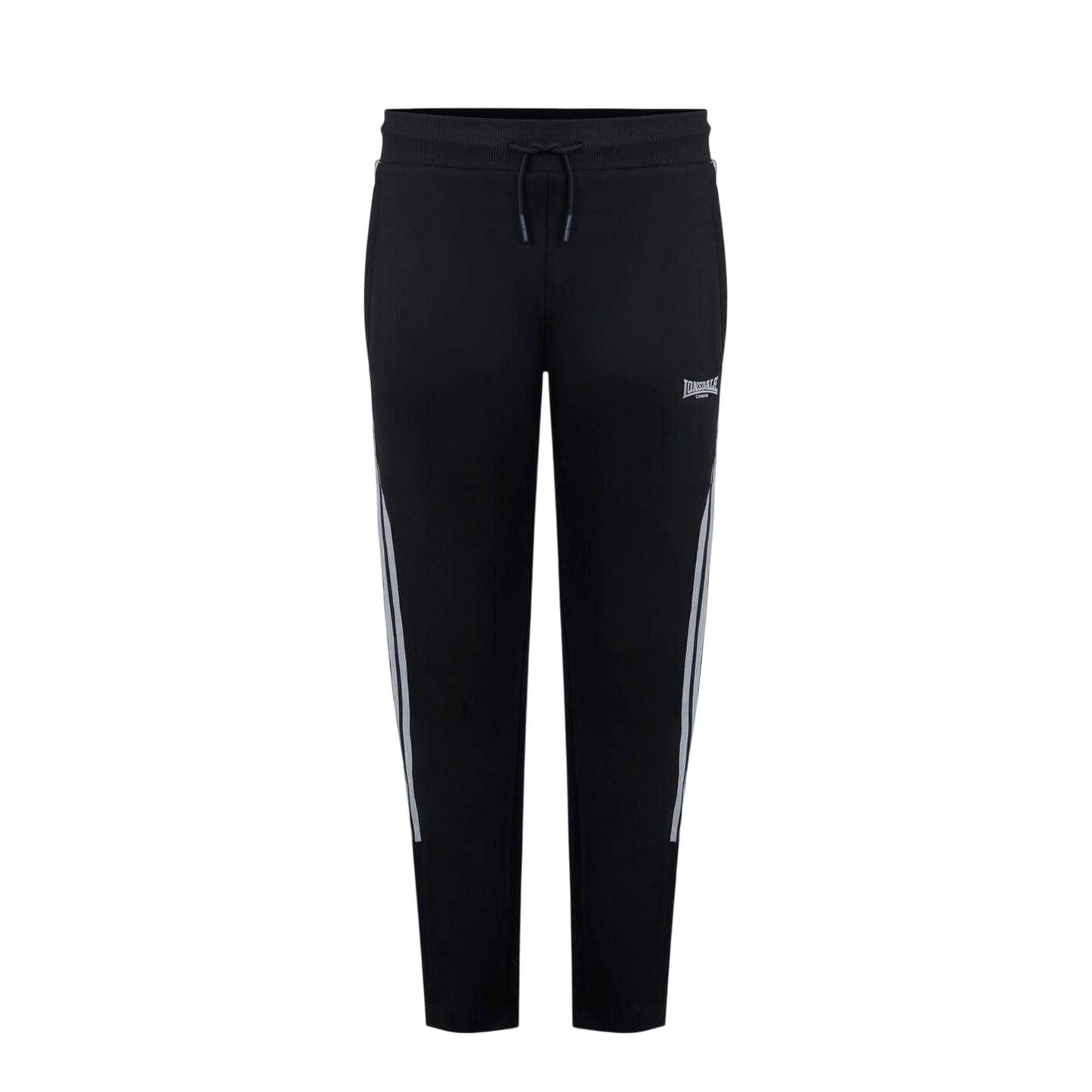 Black - Front - Lonsdale Mens Striped Tapered Jogging Bottoms