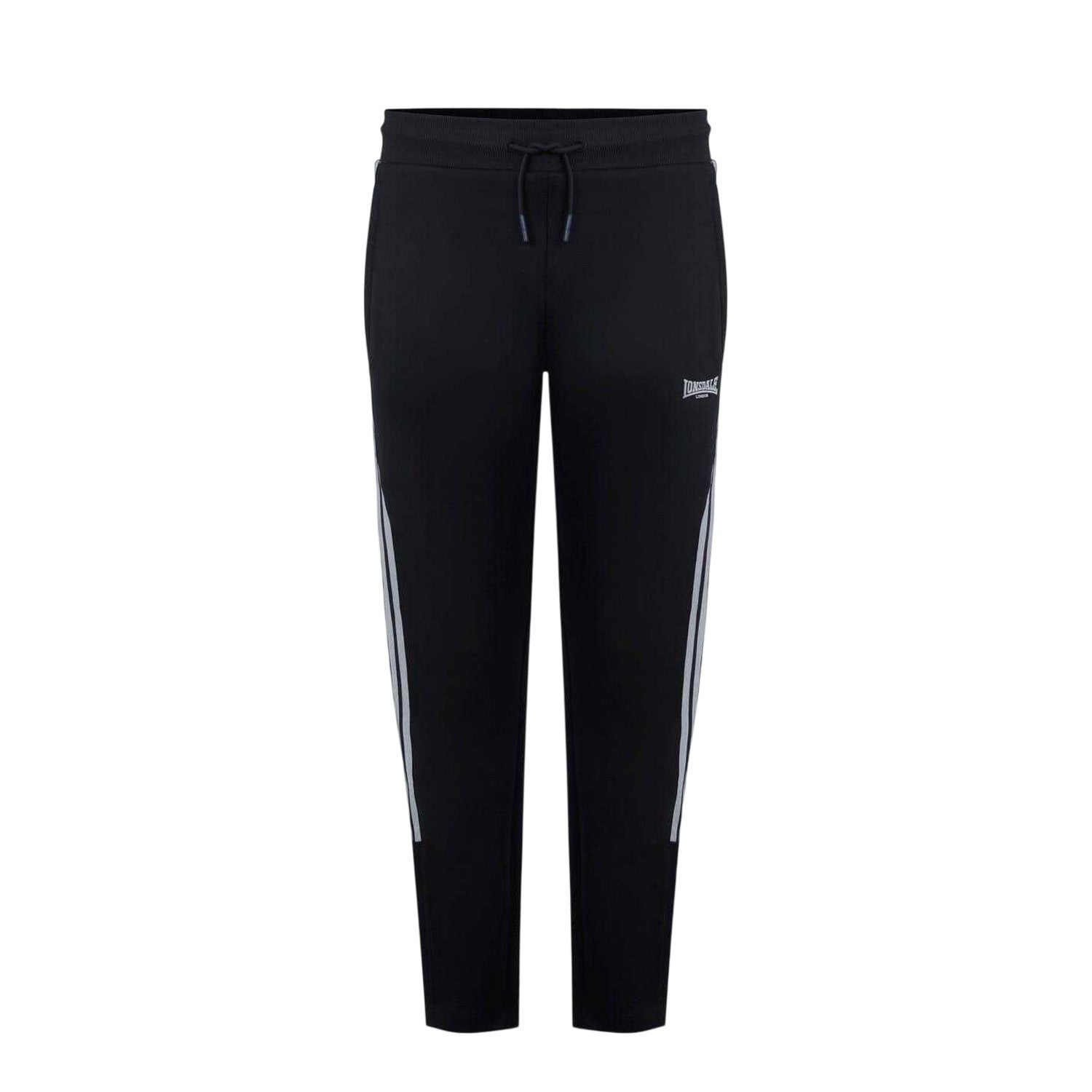 Black - Front - Lonsdale Mens Striped Tapered Jogging Bottoms