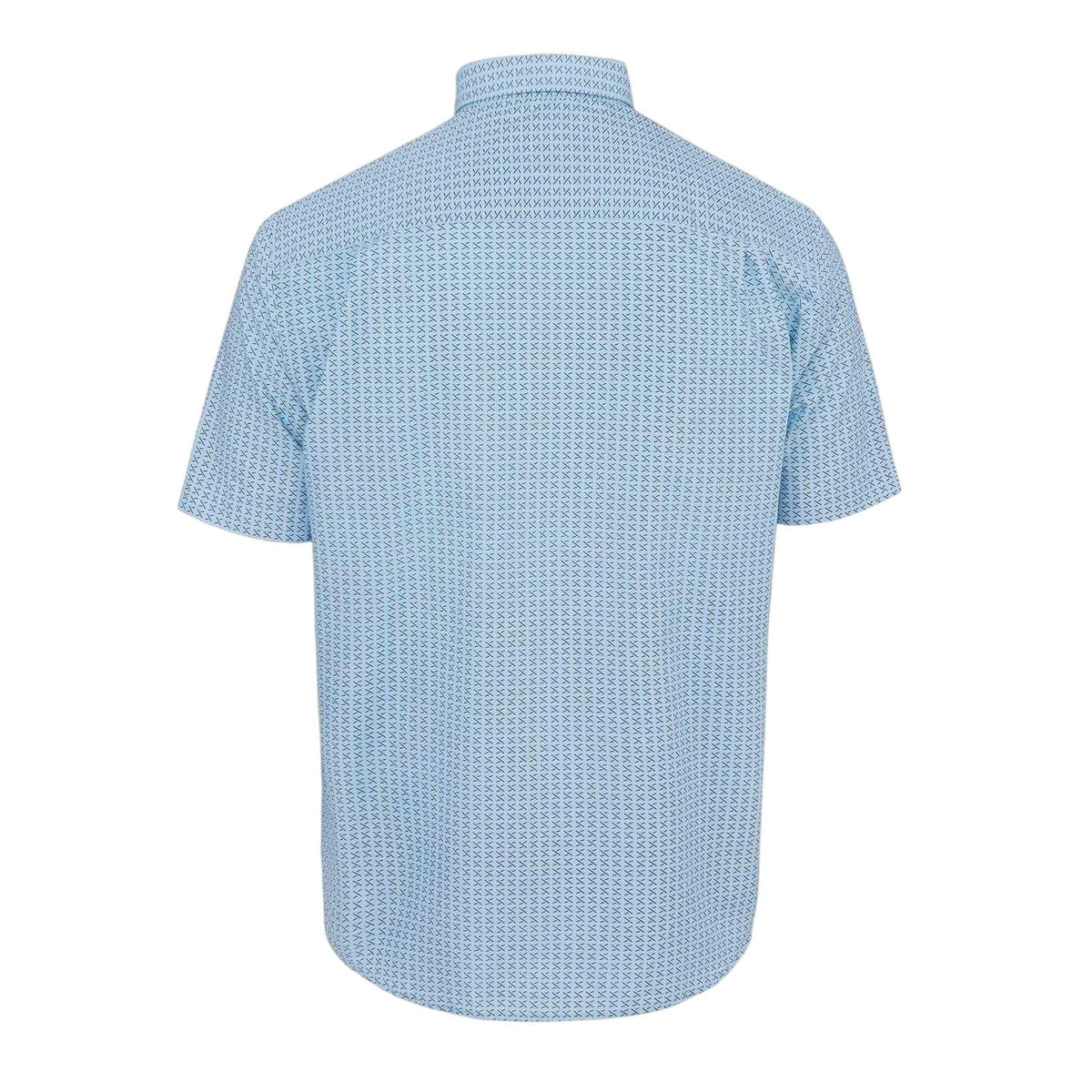 Light Blue - Back - Fabric Mens Checked Poplin Short-Sleeved Shirt