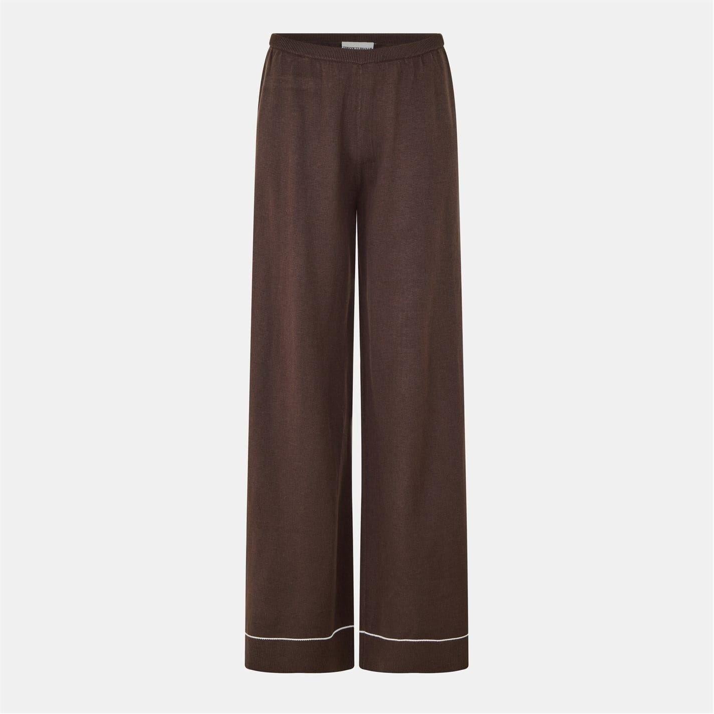 Brown - Front - Couture Womens-Ladies Knitted Trousers