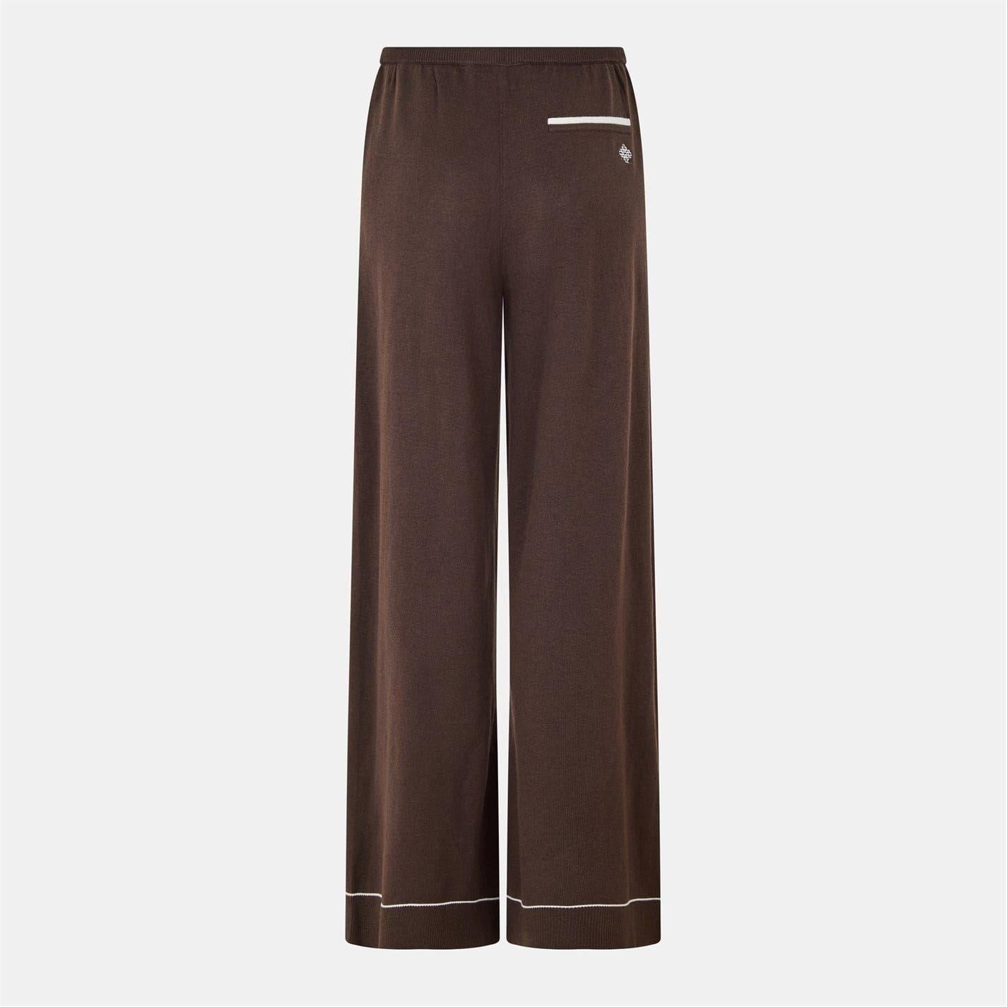 Brown - Back - Couture Womens-Ladies Knitted Trousers