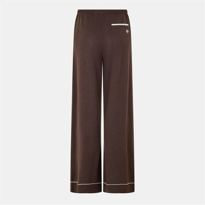 Brown - Back - Couture Womens-Ladies Knitted Trousers
