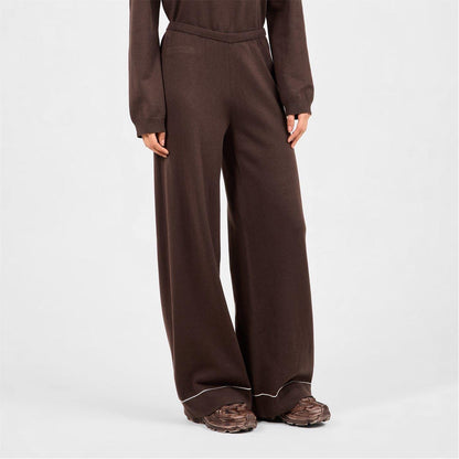 Brown - Side - Couture Womens-Ladies Knitted Trousers