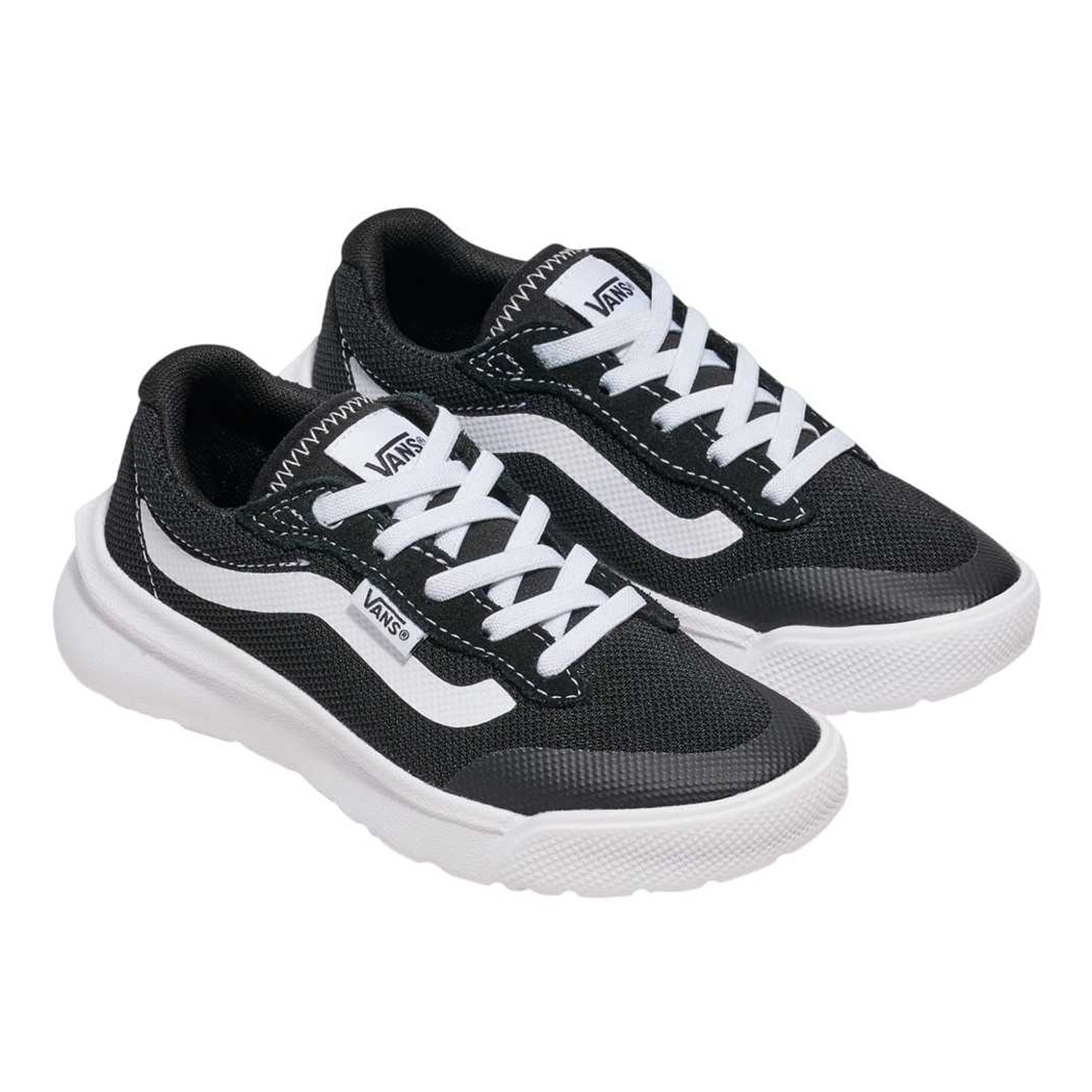 Black-White - Lifestyle - Vans Childrens-Kids Range BRZ Canvas Trainers