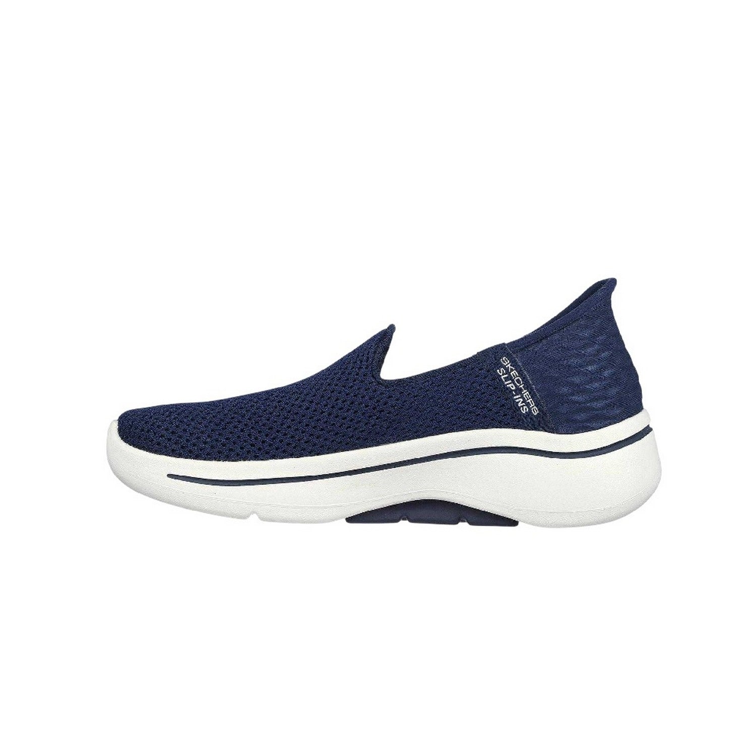 Navy-White - Side - Skechers Womens-Ladies Walking Shoes