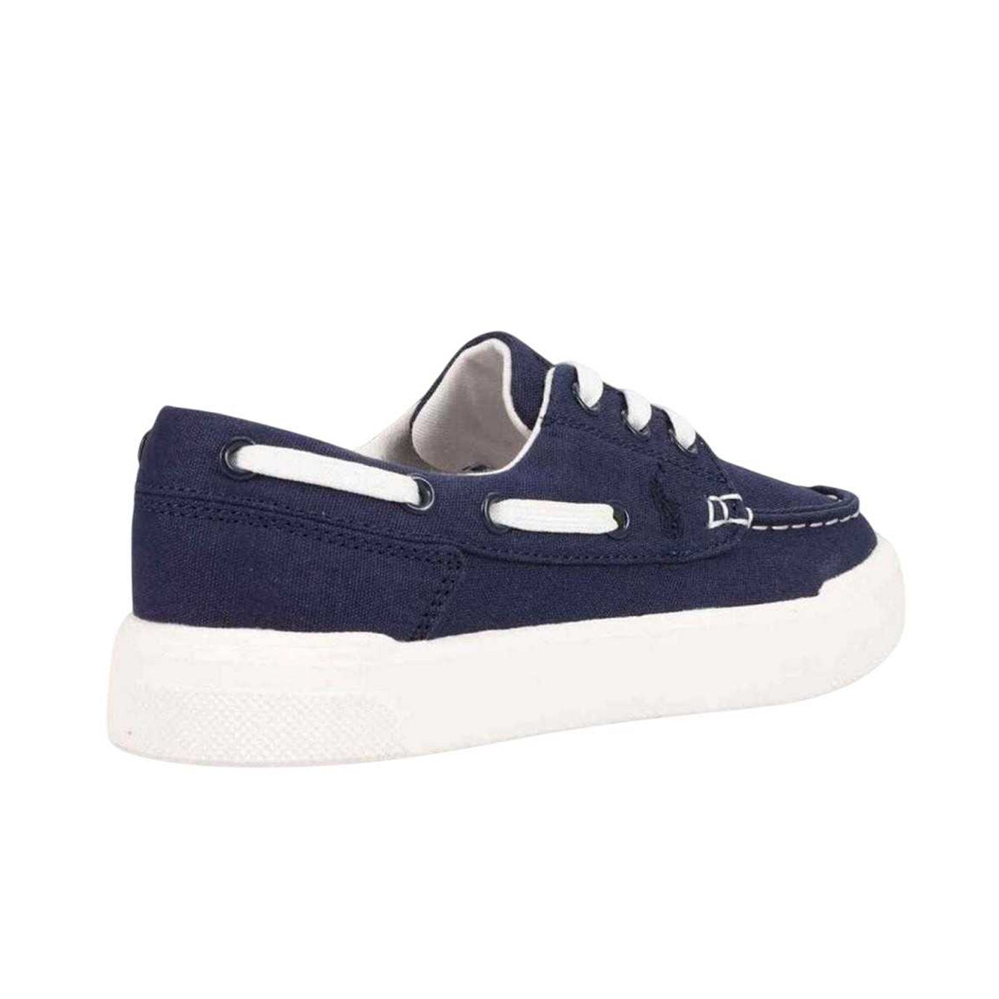 Navy-White - Back - Ralph Lauren Childrens-Kids Briar Canvas Flat Boat Shoes