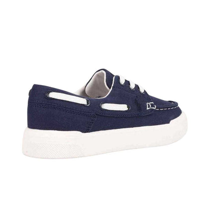 Navy-White - Back - Ralph Lauren Childrens-Kids Briar Canvas Flat Boat Shoes