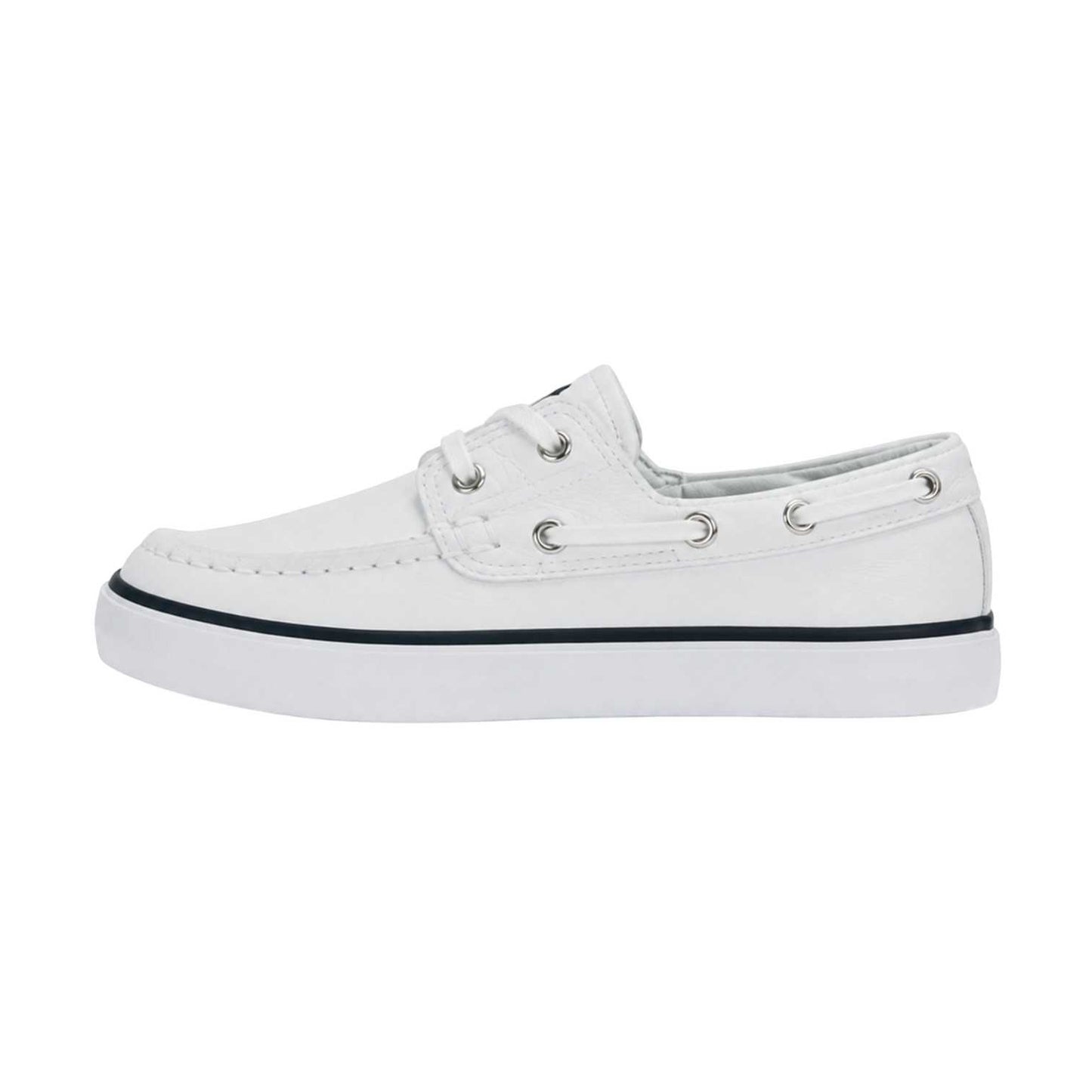 White-Navy - Back - Ralph Lauren Childrens-Kids Briar Canvas Flat Boat Shoes