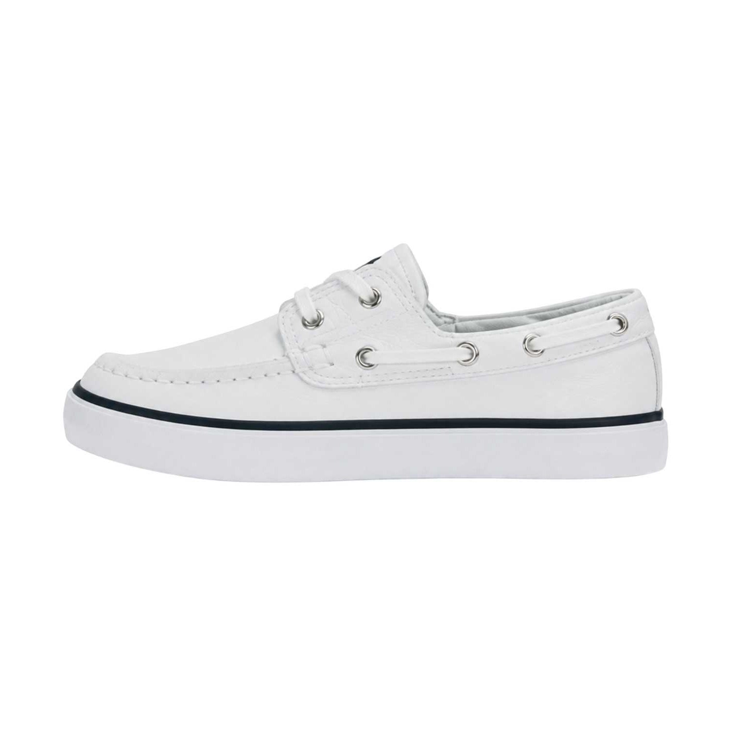 White-Navy - Back - Ralph Lauren Childrens-Kids Briar Canvas Flat Boat Shoes