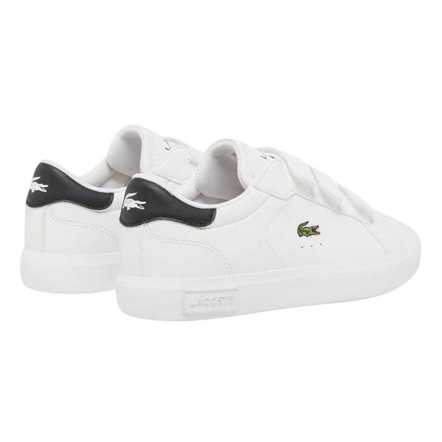 White-Black - Back - Lacoste Childrens-Kids Powercourt Leather Trainers