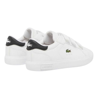 White-Black - Back - Lacoste Childrens-Kids Powercourt Leather Trainers