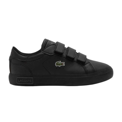 Black - Front - Lacoste Childrens-Kids Powercourt Leather Trainers