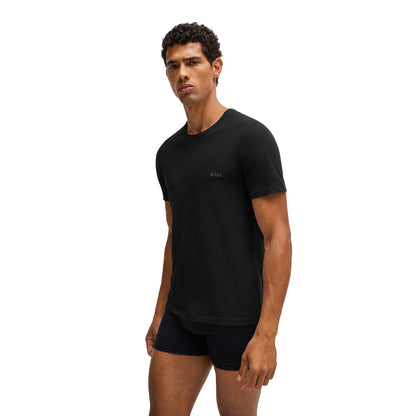 Navy-Black-White - Back - Boss Mens Crew Neck Regular T-Shirt (Pack of 3)
