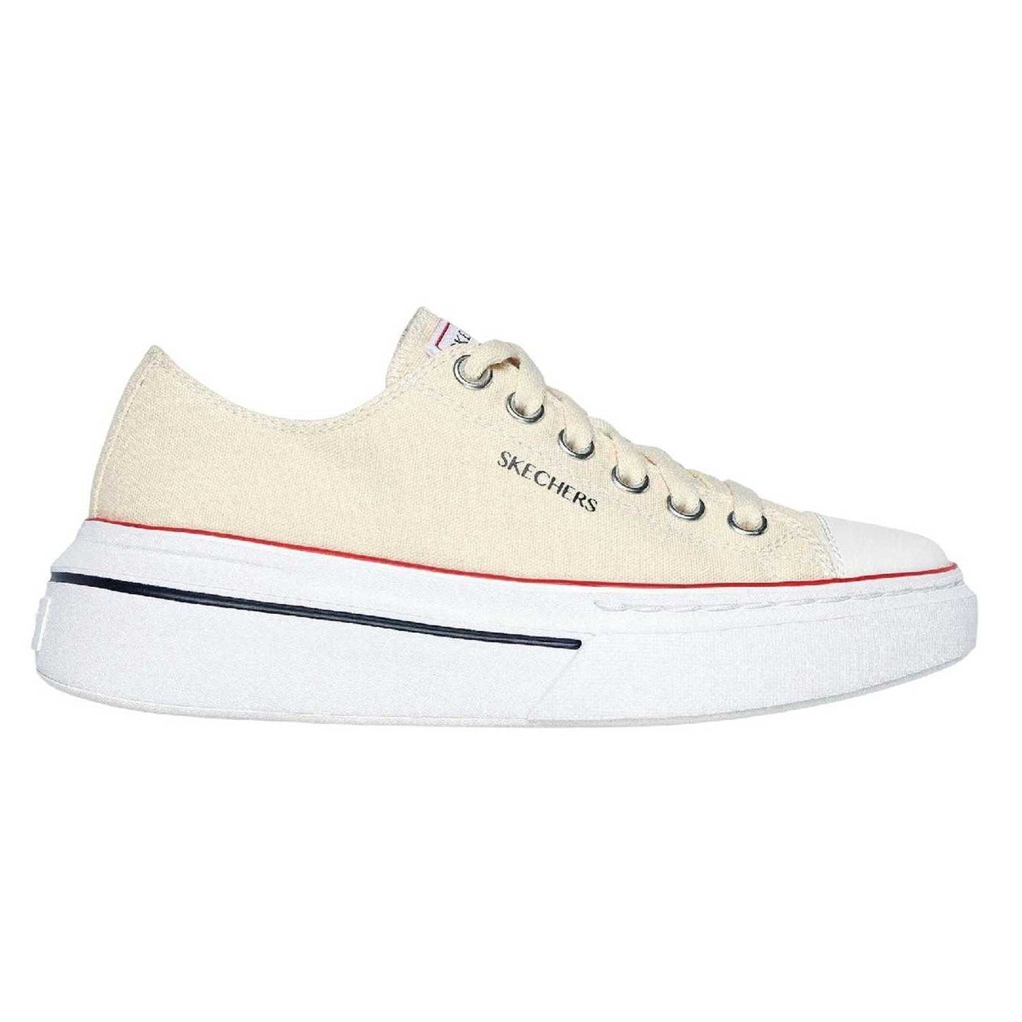 Off White - Back - Skechers Womens-Ladies Cordova Canvas Platform Trainers