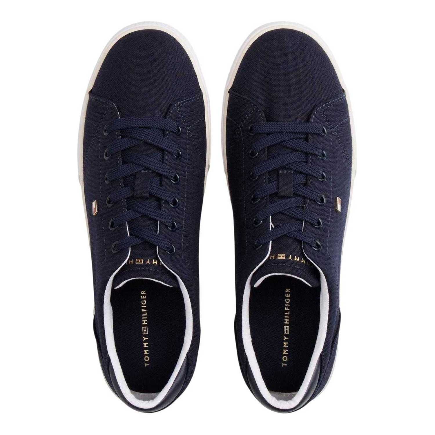 Space Blue - Side - Tommy Hilfiger Womens-Ladies Canvas Trainers