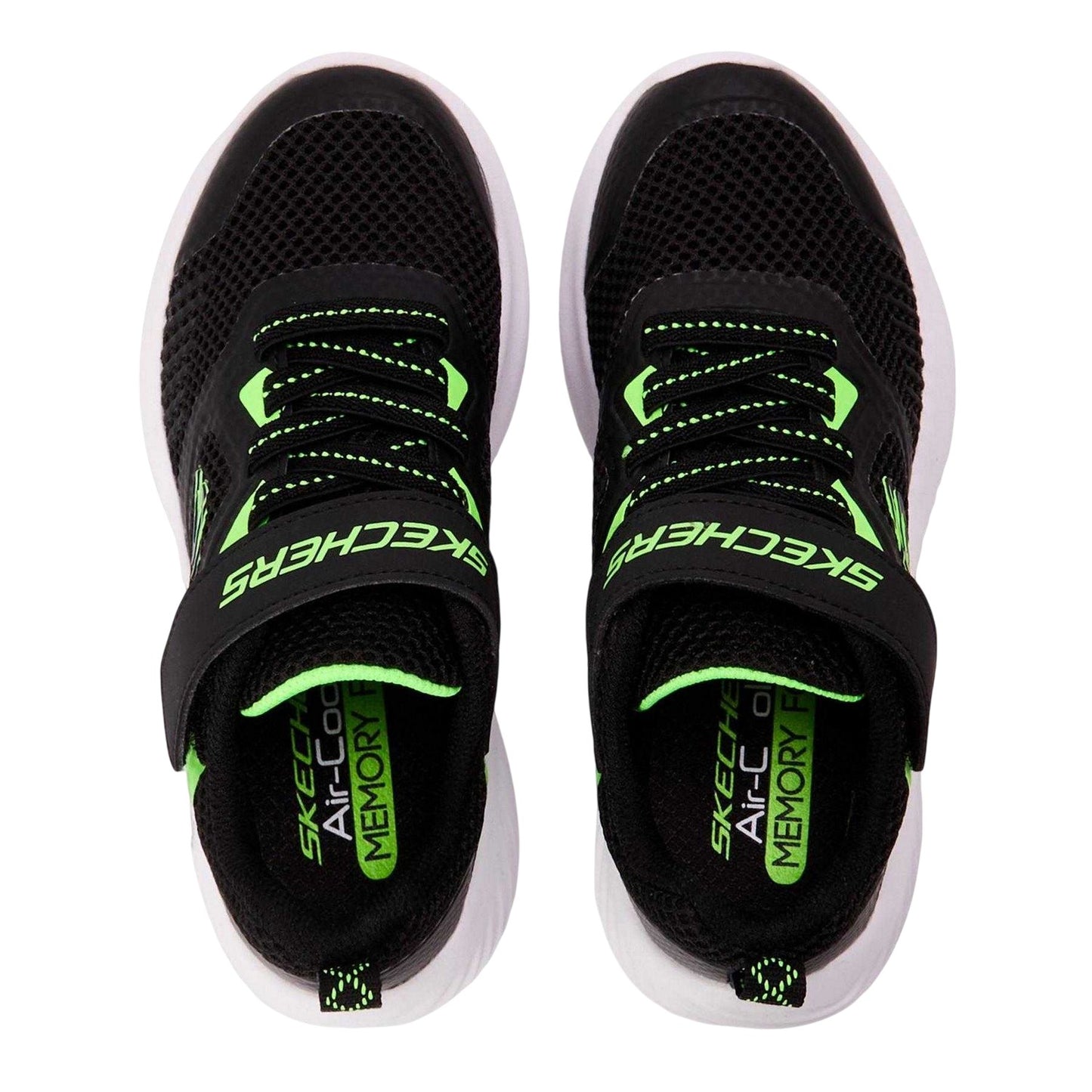 Black-Lime - Back - Skechers Childrens-Kids Bounder Trainers