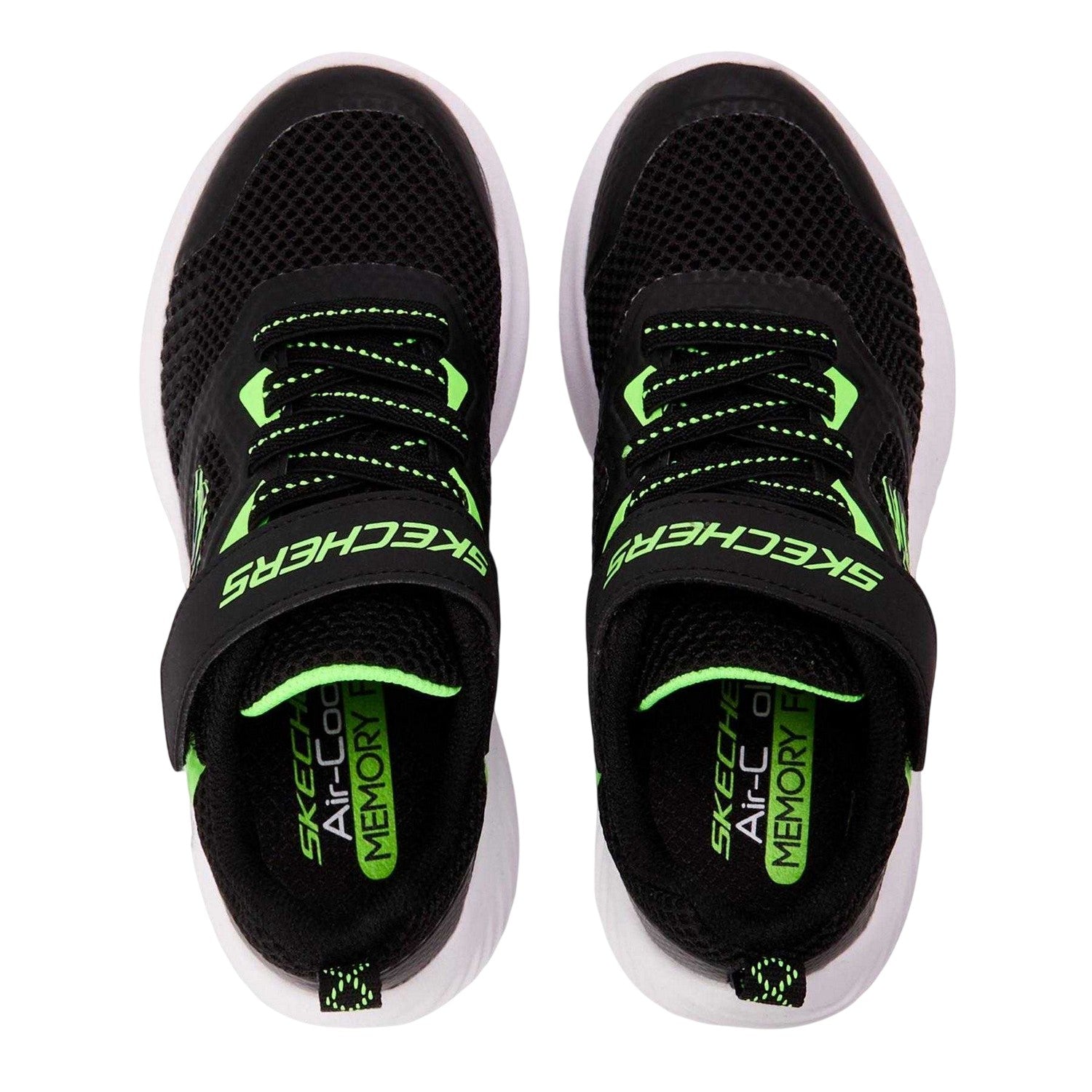 Black-Lime - Back - Skechers Childrens-Kids Bounder Trainers