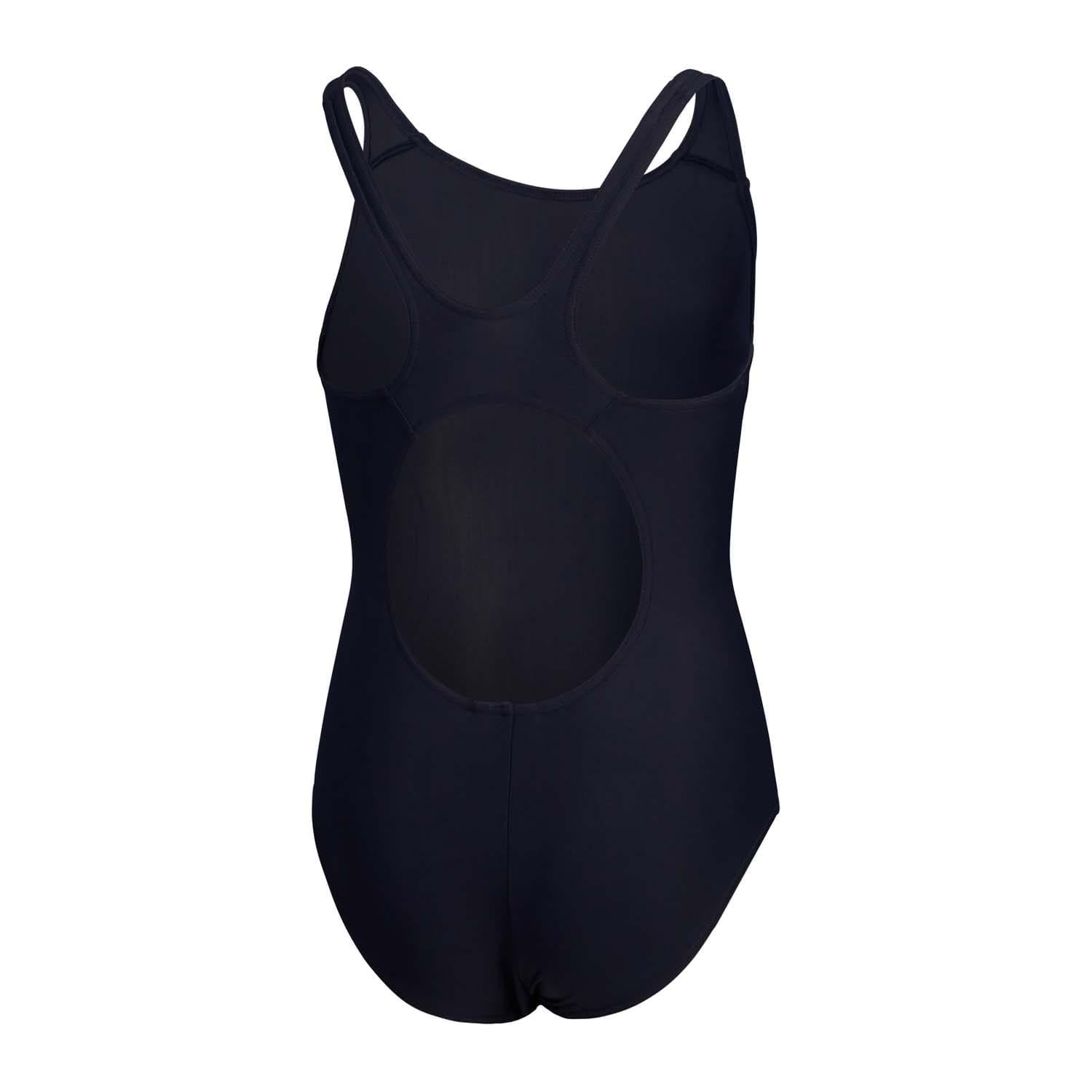 Navy-Pink - Back - Speedo Girls Placement Muscleback One Piece Swimsuit