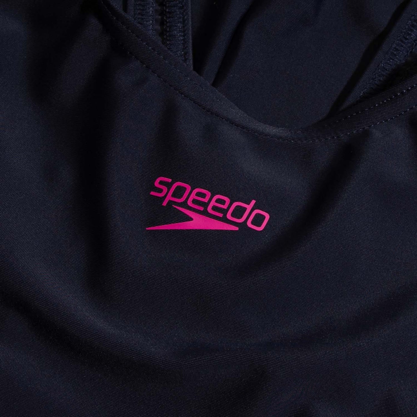 Navy-Pink - Pack Shot - Speedo Girls Placement Muscleback One Piece Swimsuit