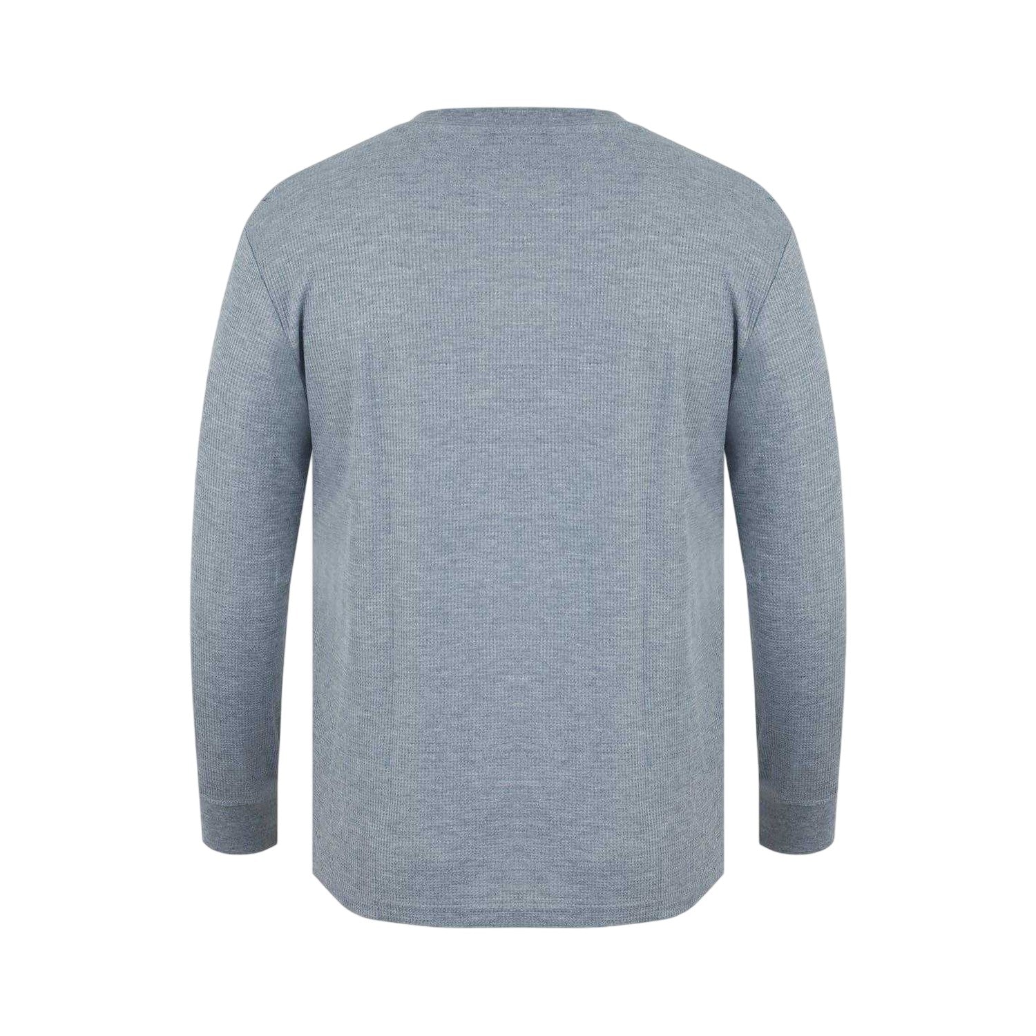Grey - Back - Fabric Mens Waffle Long-Sleeved T-Shirt