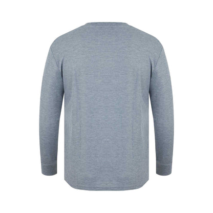 Grey - Back - Fabric Mens Waffle Long-Sleeved T-Shirt