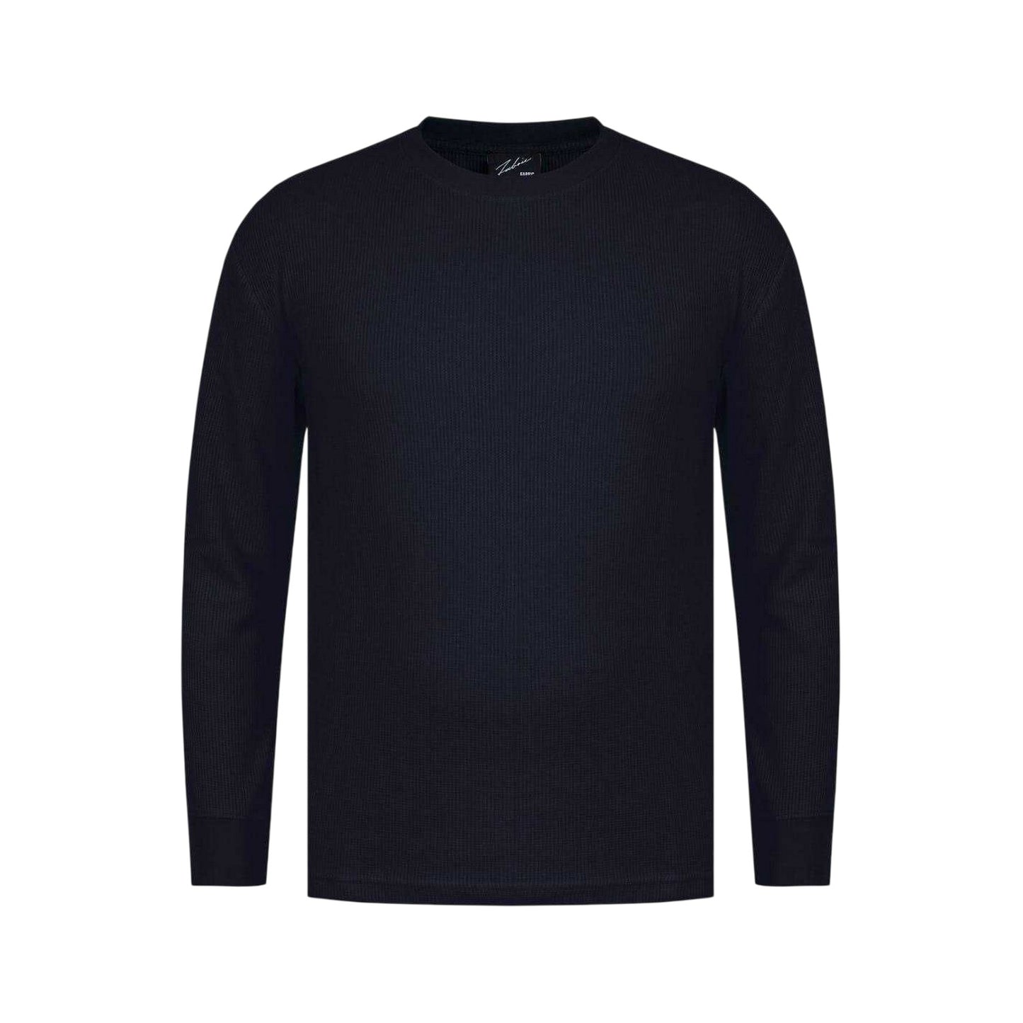 Black - Front - Fabric Mens Waffle Long-Sleeved T-Shirt