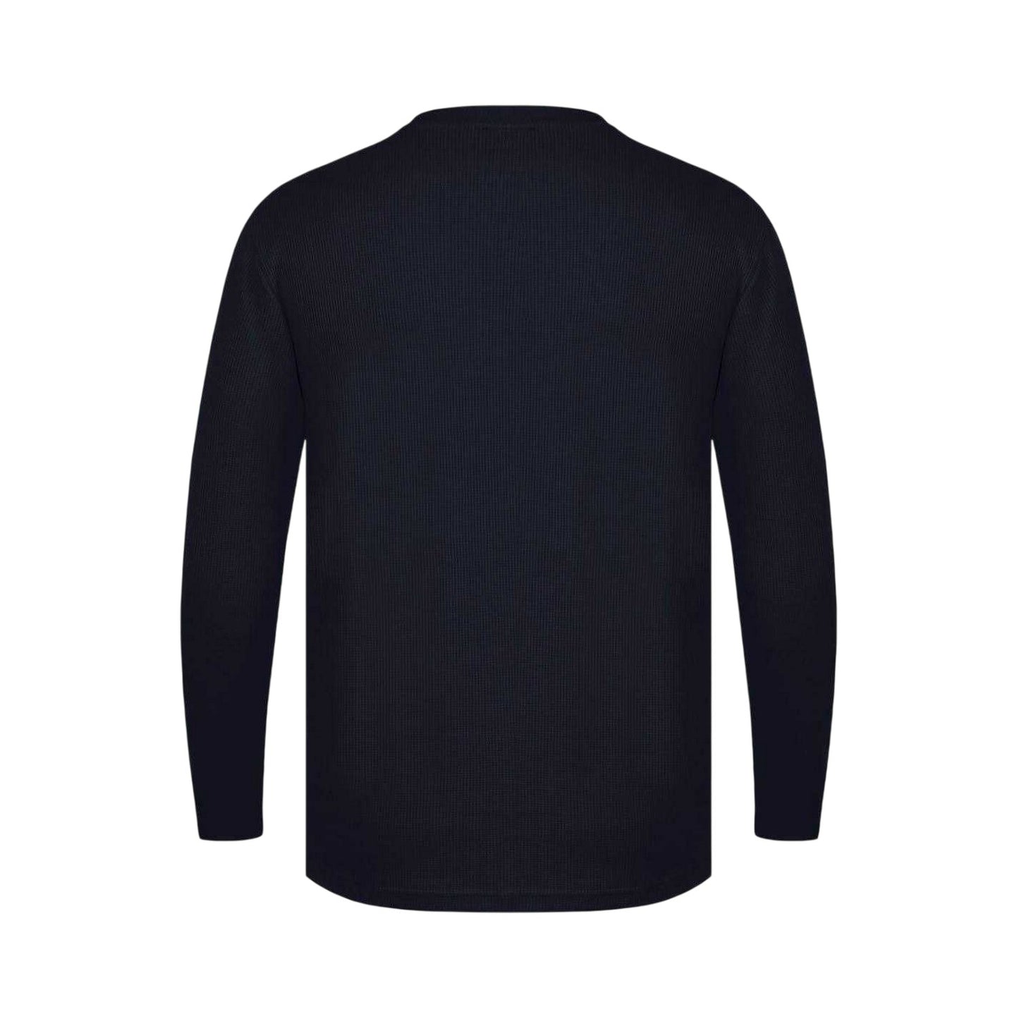 Black - Back - Fabric Mens Waffle Long-Sleeved T-Shirt