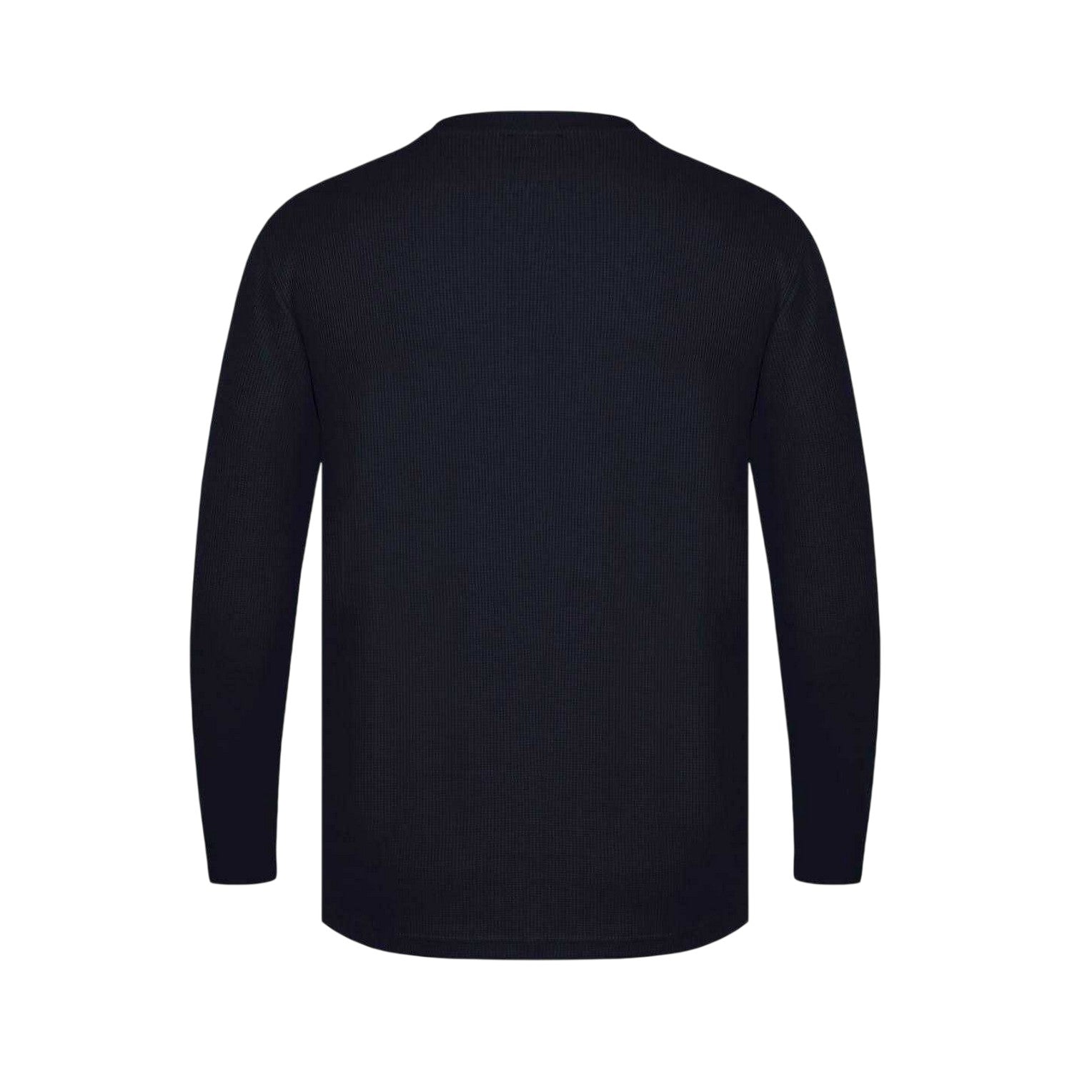 Black - Back - Fabric Mens Waffle Long-Sleeved T-Shirt