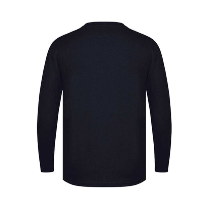 Black - Back - Fabric Mens Waffle Long-Sleeved T-Shirt
