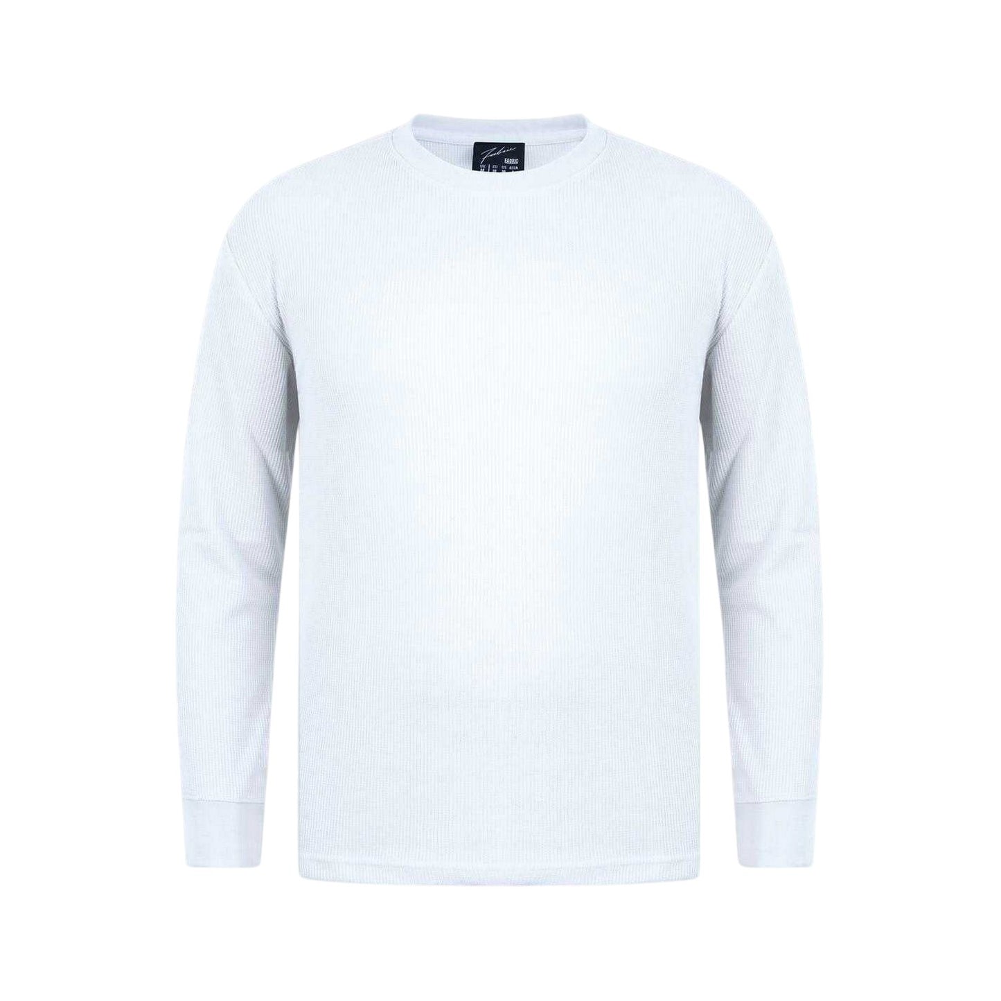 White - Front - Fabric Mens Waffle Long-Sleeved T-Shirt