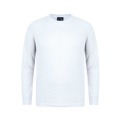White - Front - Fabric Mens Waffle Long-Sleeved T-Shirt