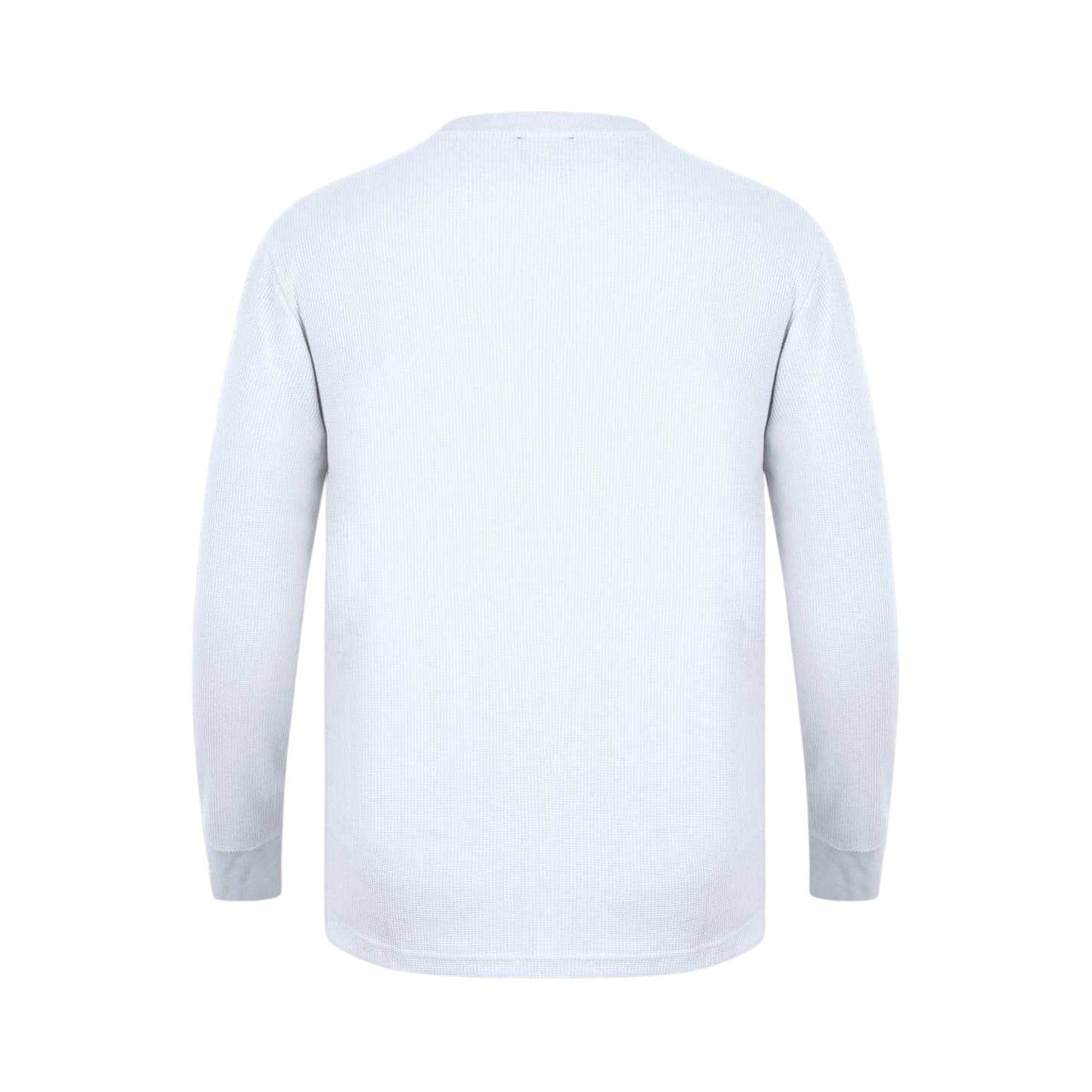 White - Back - Fabric Mens Waffle Long-Sleeved T-Shirt