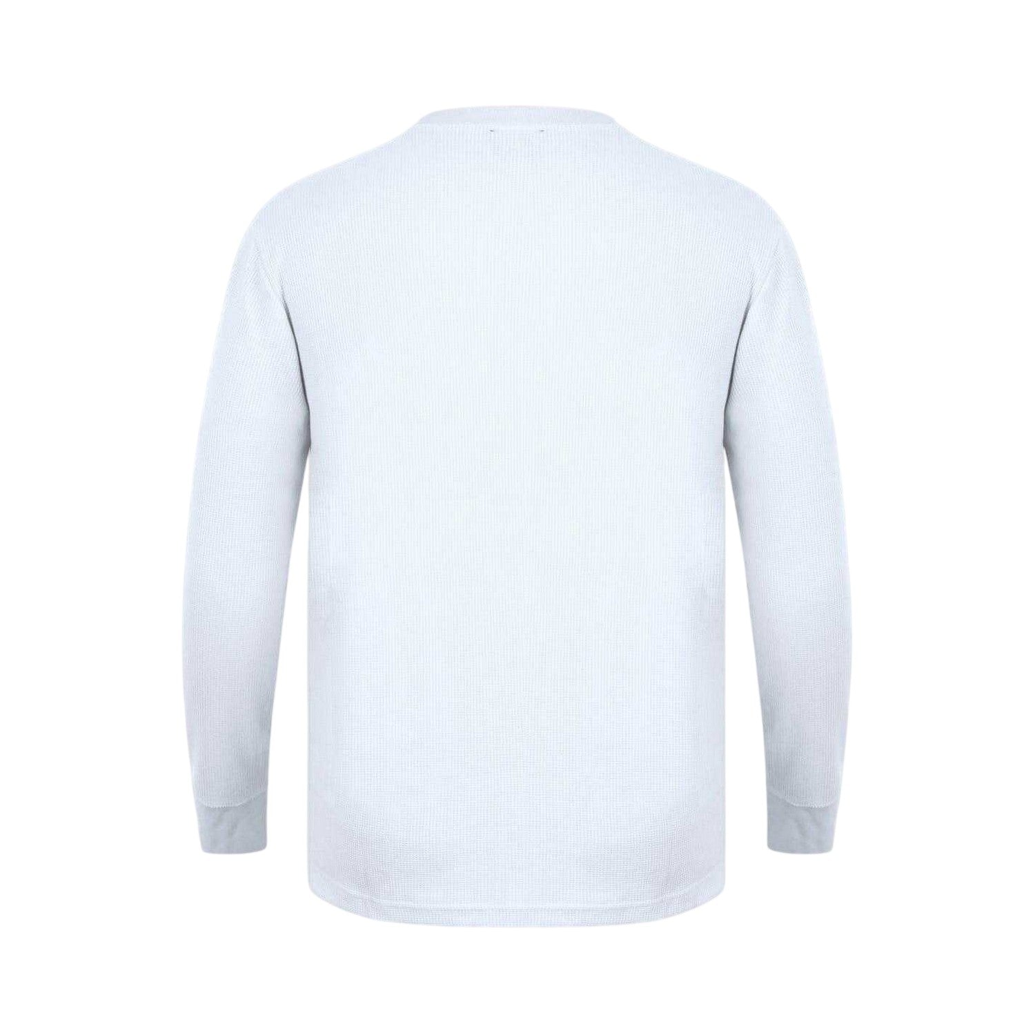 White - Back - Fabric Mens Waffle Long-Sleeved T-Shirt