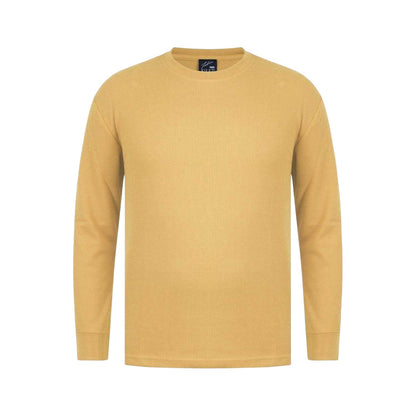 Gold - Front - Fabric Mens Waffle Long-Sleeved T-Shirt
