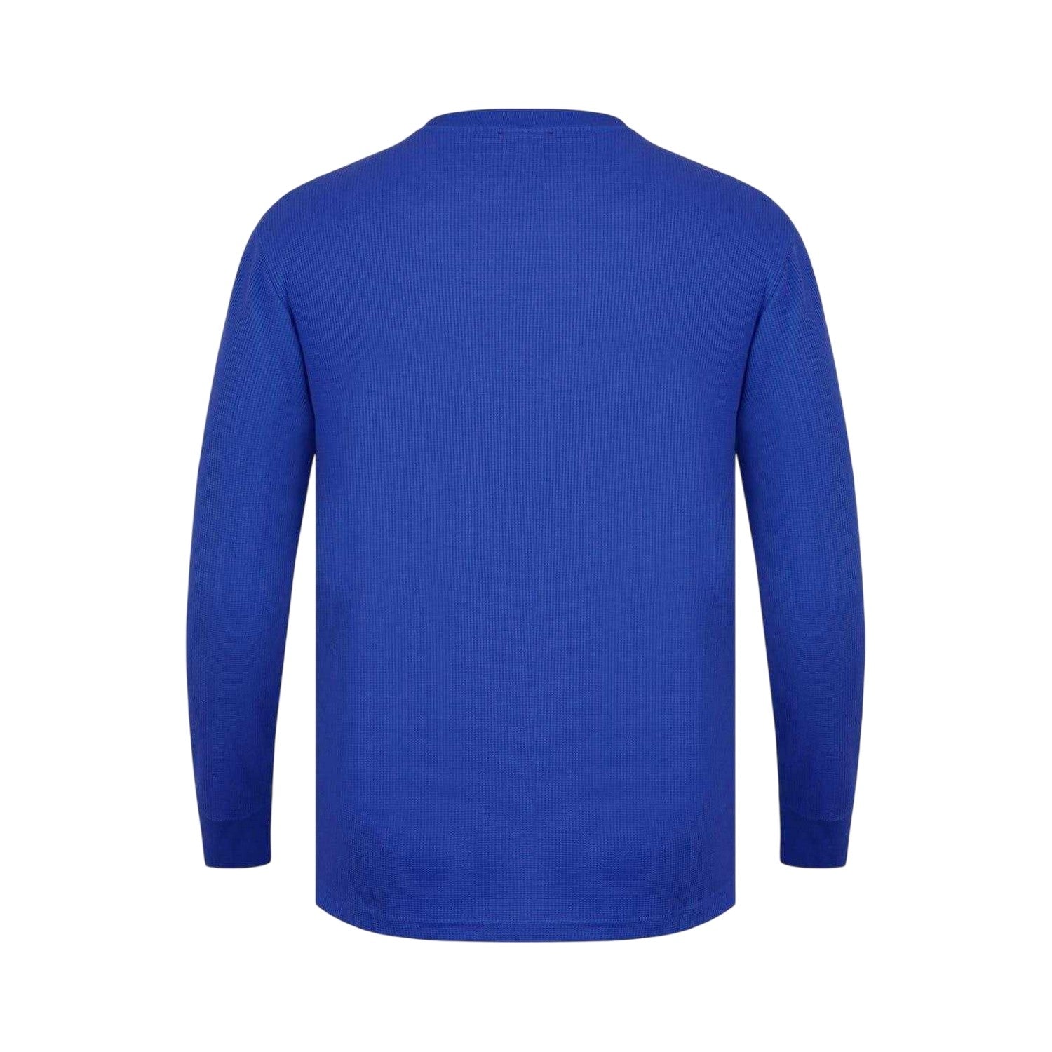 Blue - Back - Fabric Mens Waffle Long-Sleeved T-Shirt