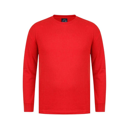 Red - Front - Fabric Mens Waffle Long-Sleeved T-Shirt